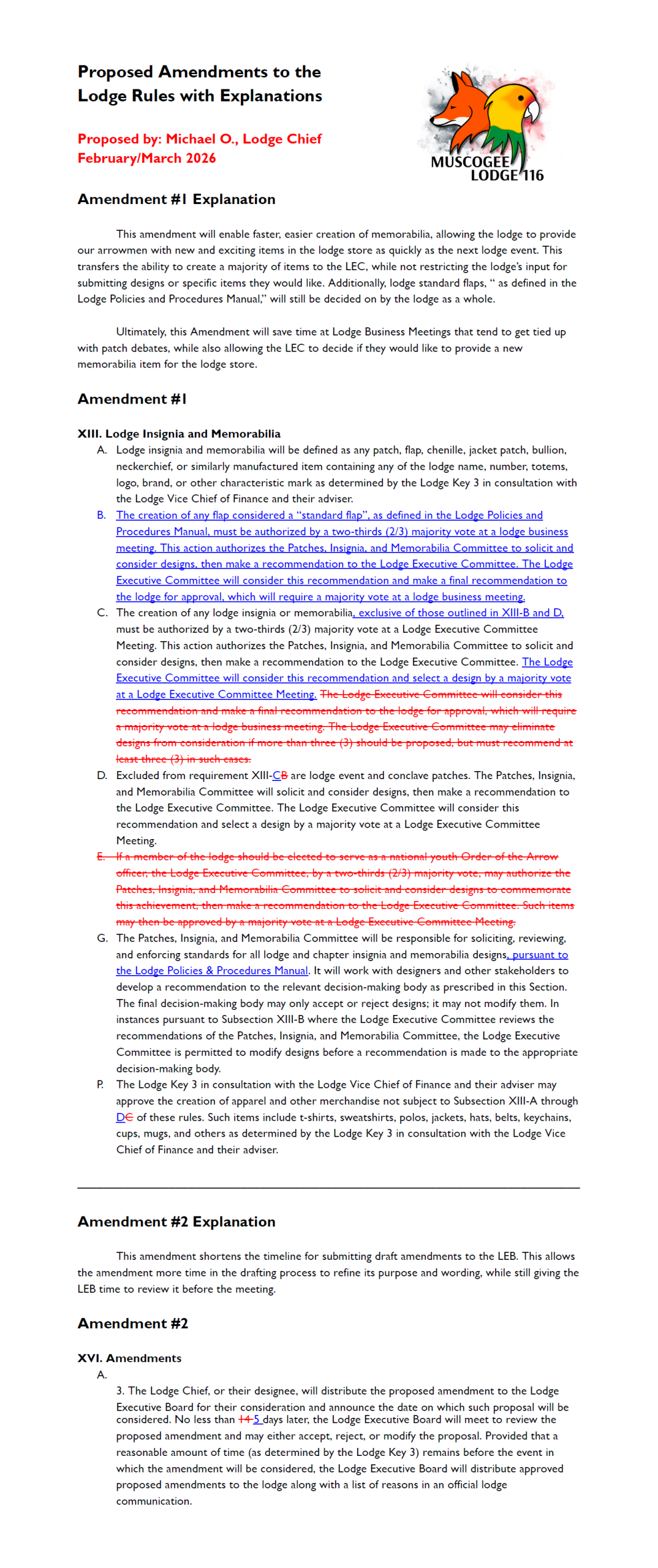 Spring Fellowship Amendments (2026)